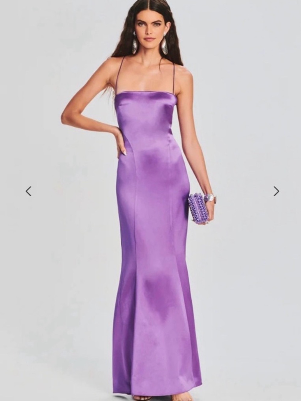 Retrofete Purple Satin Slip Maxi Dress